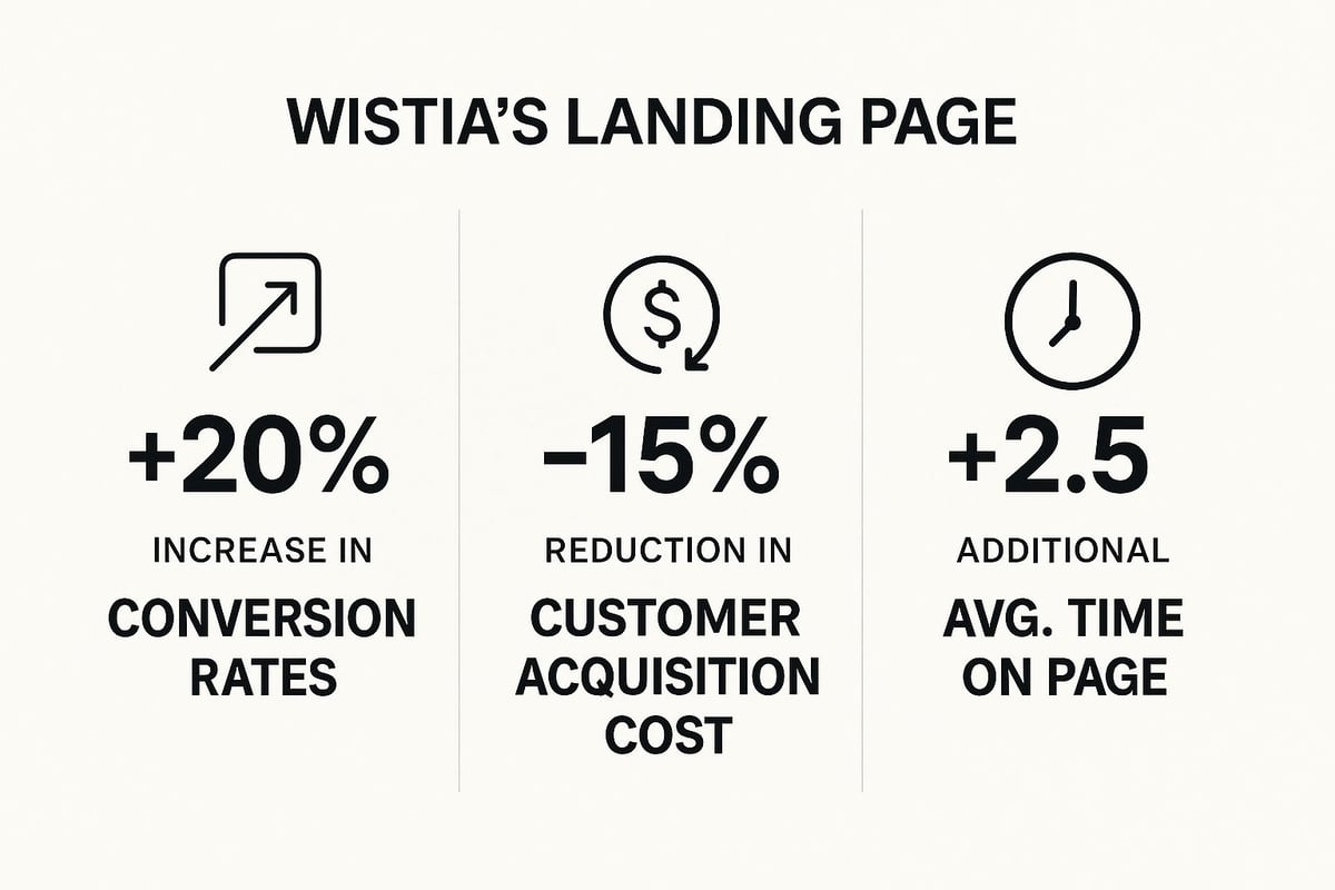 Infographic showing key data about Wistia's Video Marketing Landing Page